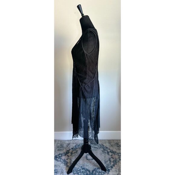 BCBGmaxazria Irregular Hem Black Stretch Lace Slip Dress Size XS (Fits like S\M) - Picture 6 of 9